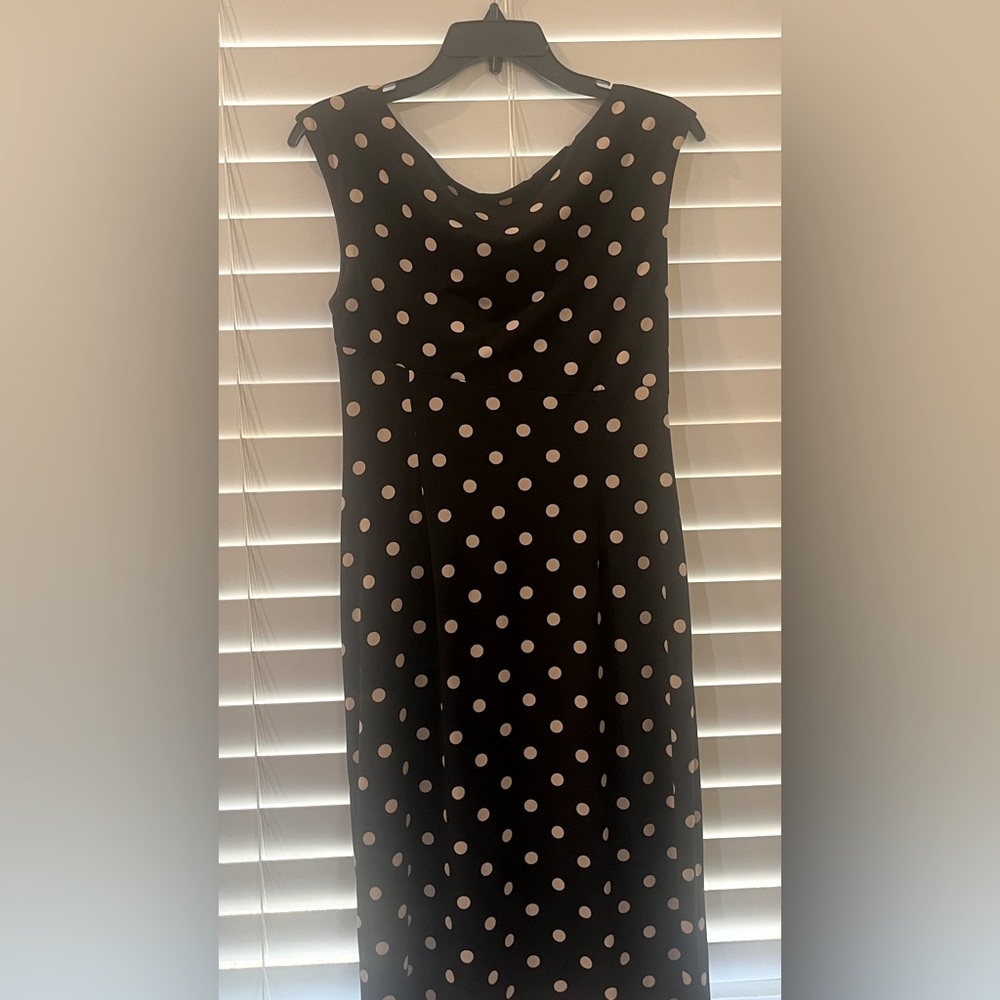 Dress Barn Size 10, sleeveless, Navy blue polka dot dress